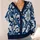 Navy Blue Floral Damask Motif for Everyday Layering and Office-to-Weekend Women's Style All-over Print Knitted Cardigan - 4
