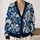 Navy Blue Floral Damask Motif for Everyday Layering and Office-to-Weekend Women's Style All-over Print Knitted Cardigan - 2