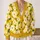 White Daisy Floral Yellow Spring Layering For Vacation Days And Casual Date Outfits All-over Print Knitted Cardigan - 2