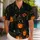 Black Cat Pumpkin Aloha Scene for Halloween Parties and Festive Island Getaways for Men Hawaiian Shirt - 1