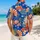 Cobalt Chrysanthemum Garden with Fans for Resort Weekends and Island Getaway Escapes Hawaiian Shirt - 2