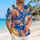 Cobalt Chrysanthemum Garden with Fans for Resort Weekends and Island Getaway Escapes Hawaiian Shirt - 6