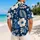 Navy Tropical Foliage Couple Set for Beach Vacations and Honeymoon Island Getaways Hawaiian Shirt - 2