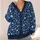 Navy Blue Wildflower Motif for Relaxed Vacation Layers and Everyday Women's Style All-over Print Knitted Cardigan - 4