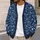 Navy Blue Wildflower Motif for Relaxed Vacation Layers and Everyday Women's Style All-over Print Knitted Cardigan - 5