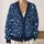 Navy Blue Wildflower Motif for Relaxed Vacation Layers and Everyday Women's Style All-over Print Knitted Cardigan - 2