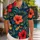 Navy Hibiscus Couple Resort Florals for Beach Vacations, Island Getaways, and Cruises Hawaiian Shirt - 1