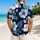 Navy Blue Hibiscus Floral Couple Outfit for Tropical Vacations and Resort Getaways Hawaiian Shirt - 2