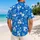 Cobalt Blue Micro-Flower Golf Couple Motif for Matching Resort Vacation Outfits Together Hawaiian Shirt - 2