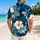 Navy Blue Hibiscus Floral Couple Look for Tropical Vacations and Beach Getaways Together Hawaiian Shirt - 2