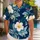Navy Blue Hibiscus Floral Couple Look for Tropical Vacations and Beach Getaways Together Hawaiian Shirt - 1