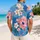 Blue Hibiscus And Plumeria Blooms For Tropical Vacations And Couples' Island Getaways Hawaiian Shirt - 2