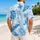 Blue Botanical Resort Leaves And Flowers For Matching Vacation Looks For Couples Hawaiian Shirt - 2