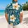Blue Tropical White Flower Couple Vacation Outfit For Beach Honeymoons And Island Resorts Hawaiian Shirt - 2
