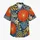 Blue Floral Resort Motifs with Geometric Waves for Vacation Style, Men’s Summer Layering Hawaiian Shirt - 7