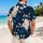 Navy Cherry Blossom Branches for Spring Resort Layering, Casual Men's Weekend Style Hawaiian Shirt - 2