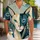 Geometric Teal Cat Portrait For Resort Evenings And Creative Streetwear For Men Hawaiian Shirt - 1