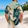 Geometric Teal Cat Portrait For Resort Evenings And Creative Streetwear For Men Hawaiian Shirt - 2