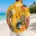 Mustard Tropical Leaves and Navy Blossoms for Men's Resort Parties and Summer Getaways Hawaiian Shirt - 2