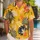 Mustard Tropical Leaves and Navy Blossoms for Men's Resort Parties and Summer Getaways Hawaiian Shirt - 1