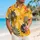Mustard Tropical Leaves and Navy Blossoms for Men's Resort Parties and Summer Getaways Hawaiian Shirt - 6