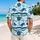 Sea Turtle Ocean Wave Starfish Coastal Motif for Beach Vacations and Cruise Getaways Hawaiian Shirt - 2
