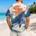 Ukiyo-e Blue Whale and Wave Scene for Island Vacations and Coastal Weekend Wear Hawaiian Shirt - 2