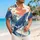 Ukiyo-e Blue Whale and Wave Scene for Island Vacations and Coastal Weekend Wear Hawaiian Shirt - 6