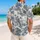 Blue Toile American Flag Landscapes for Patriotic Summer Gatherings and Coastal Getaways Hawaiian Shirt - 2