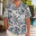 Blue Toile American Flag Landscapes for Patriotic Summer Gatherings and Coastal Getaways Hawaiian Shirt - 1