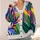 Abstract Botanical Color Blocks for Everyday Layering, Colorful Style for Modern Women All-over Print Knitted Cardigan - 4
