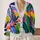 Abstract Botanical Color Blocks for Everyday Layering, Colorful Style for Modern Women All-over Print Knitted Cardigan - 2