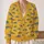 Vintage Blue Fish Motif for Relaxed Coastal Layering and Everyday Weekend Outings All-over Print Knitted Cardigan - 2