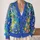 Painterly Blue Wildflower Meadow for Relaxed Autumn Layering, Women's Everyday Style All-over Print Knitted Cardigan - 2