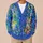 Painterly Blue Wildflower Meadow for Relaxed Autumn Layering, Women's Everyday Style All-over Print Knitted Cardigan - 6