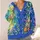 Painterly Blue Wildflower Meadow for Relaxed Autumn Layering, Women's Everyday Style All-over Print Knitted Cardigan - 4