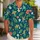Cute Green Island Monkeys with Tropical Flowers for Sunny Summer Beach Adventures Hawaiian Shirt - 1
