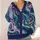 Teal Pink Navy Marbled Waves for Everyday Layering and Creative Women’s Street Style All-over Print Knitted Cardigan - 4