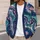 Teal Pink Navy Marbled Waves for Everyday Layering and Creative Women’s Street Style All-over Print Knitted Cardigan - 5