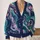 Teal Pink Navy Marbled Waves for Everyday Layering and Creative Women’s Street Style All-over Print Knitted Cardigan - 2