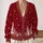 Burgundy Snowy Pine Forest Winter Holiday Style For Cozy Everyday Layering Wear All-over Print Knitted Cardigan - 2