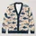 Navy Fish Ocean Motif for Coastal Weekend Layering and Everyday Seaside Style Wear All-over Print Knitted Cardigan - 1