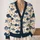 Navy Fish Ocean Motif for Coastal Weekend Layering and Everyday Seaside Style Wear All-over Print Knitted Cardigan - 2