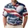 American Flag Golf Scene for Fourth of July Fairways and Patriotic Weekend Players Men's Polo Shirt - 1