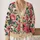 Rose Floral Skull Motif For Bold Everyday Layering, Women's Dark Botanical Style All-over Print Knitted Cardigan - 2