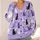 Lavender Cat Companions for Cozy Winter Layering and Relaxed Everyday Style for Women All-over Print Knitted Cardigan - 4