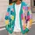 Colorful Square Block Layers for Everyday Style and Creative Weekend Wardrobe Looks All-over Print Knitted Cardigan - 5
