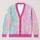 Pastel Candy Moon Star Motifs for Playful Everyday Layering, Giftable Unisex Style All-over Print Knitted Cardigan - 1