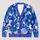 Cobalt Blue Floral Blossoms with Golden Accents for Everyday Spring Layering Women All-over Print Knitted Cardigan - 1