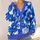Cobalt Blue Floral Blossoms with Golden Accents for Everyday Spring Layering Women All-over Print Knitted Cardigan - 4